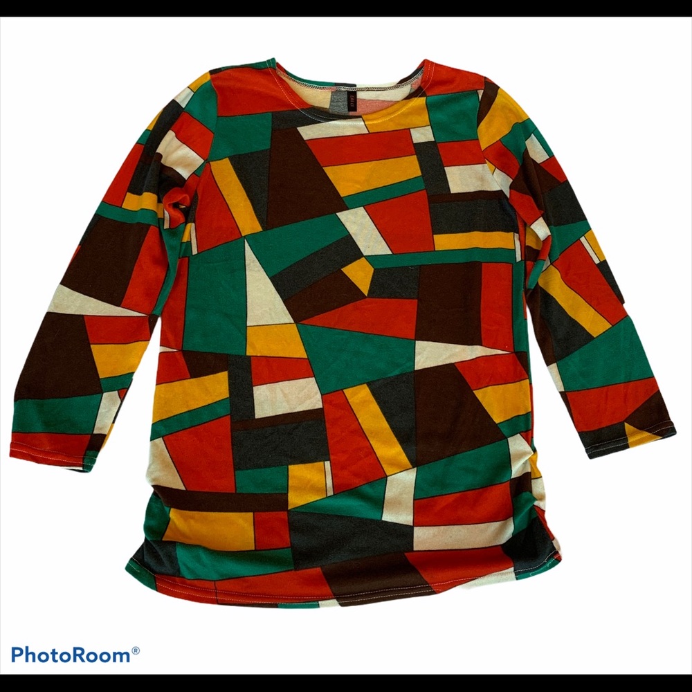 Lai Li Sweater Top Long Sleeve Colorblock